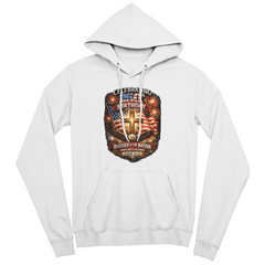 USA 250th Birthday Christian Patriotic Hoodie – Psalm 33:12 Faith & Freedom Cross Flag  (FRONT Printed)